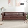 83.46''  PU Rolled Arm Chesterfield Three Seater Sofa.