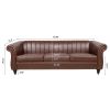 83.46''  PU Rolled Arm Chesterfield Three Seater Sofa.