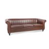 83.46''  PU Rolled Arm Chesterfield Three Seater Sofa.