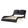 Faux Leather Upholstered Platform Bed Frame with led lighting; Bluetooth connection to play music  RGB control; Backrest vibration massage; Curve Desi