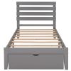 Twin Size Platform Bed with Drawer, Gray