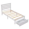 Twin Size Platform Bed with Drawer, Gray