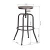 Walker Industrial Counter Bar Stools, Walnut (Set of 2), Height adjustable